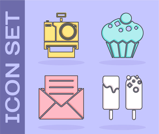 用相机装冰淇淋照片的信封图片下载