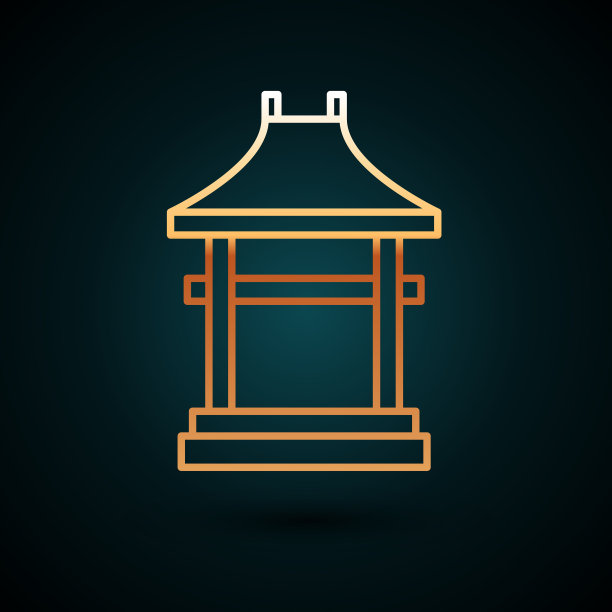 金线日本门图标孤立在深蓝色图片下载