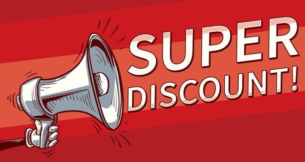 超级折扣画广告标志与扩音器图片下载