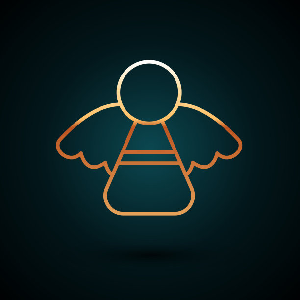 金色线圣诞天使图标孤立在黑暗图片下载