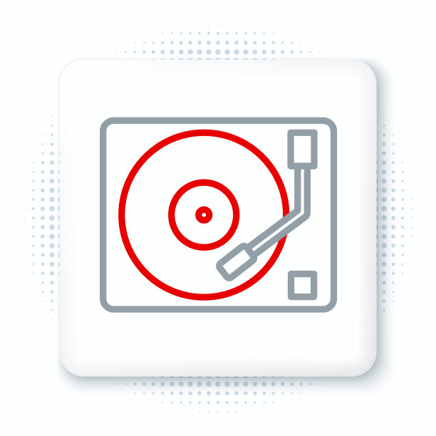 Line Vinyl player with a Vinyl disk icon隔离在白色背景上。色彩斑斓的轮廓的概念。向量图片下载