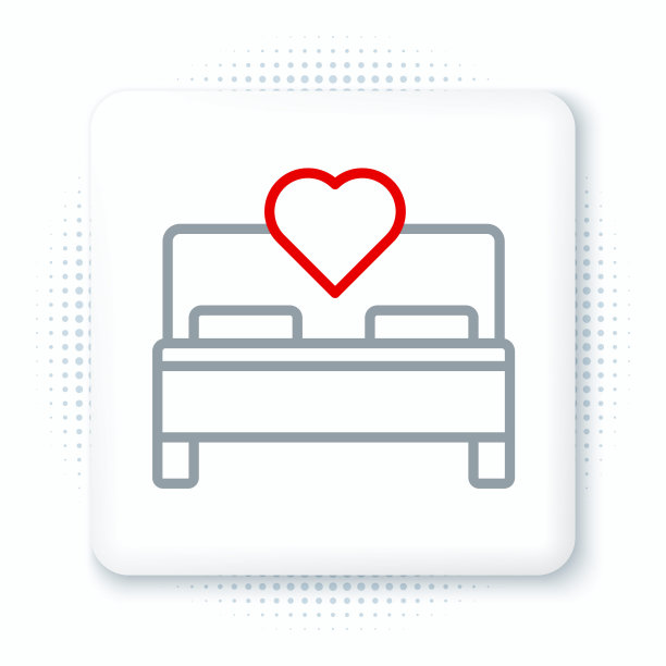 线卧室图标孤立的白色背景。婚礼，爱情，婚姻的象征。卧室创意图标从蜜月收集。色彩斑斓的轮廓的概念。向量图片下载