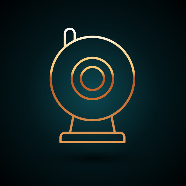 金色线网络摄像头图标孤立在深蓝色图片下载