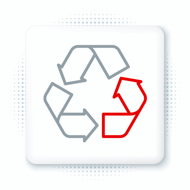 线回收符号图标孤立在白色背景。圆形箭头图标。环境可回收，走向绿色。色彩斑斓的轮廓的概念。向量图片下载