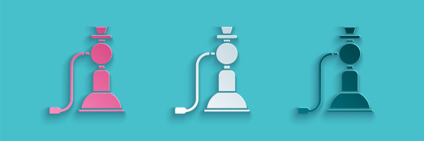 剪纸波浪图标孤立在蓝色背景。纸艺术风格。矢量图素材图片