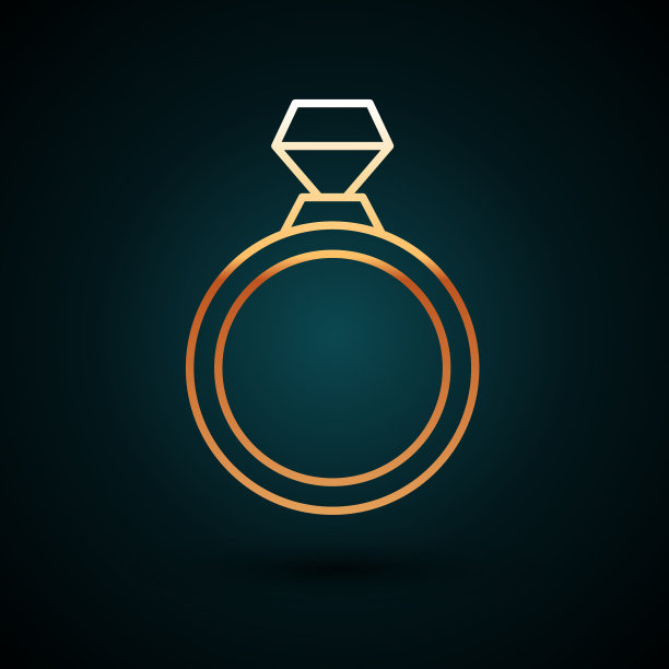金线钻石订婚戒指图标隔离图片下载