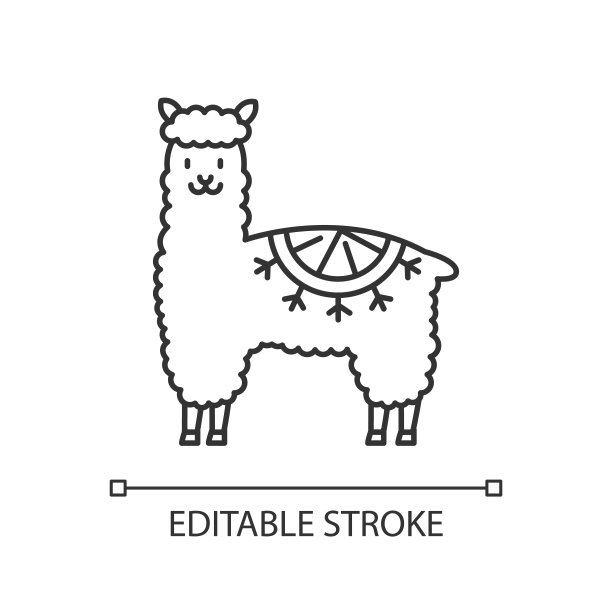 羊驼像素完美线性图标。秘鲁驯养的羊驼。南美骆驼科。细线可定制的插图。轮廓的象征。矢量孤立轮廓绘制。可编辑的中风图片下载