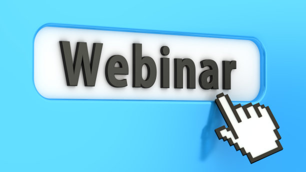 网络研讨会。在线教育的概念。3d插图web浏览器与互联网链接和点击手光标。图片下载