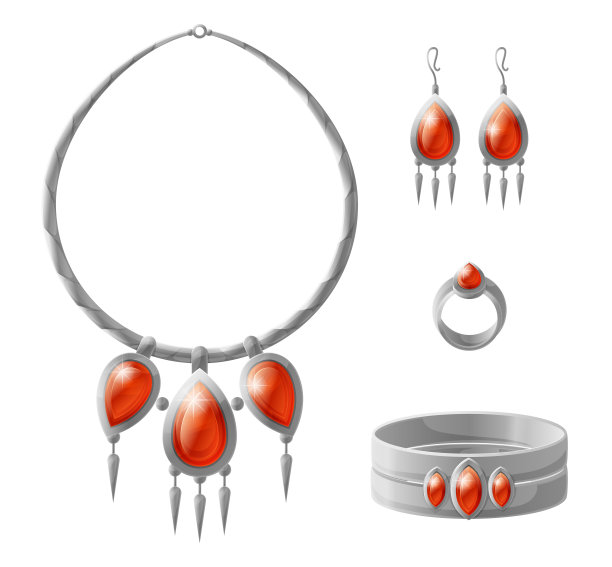 珠宝件收集矢量插图图片下载