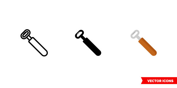 3种类型的开瓶器图标。孤立向量符号符号图片下载