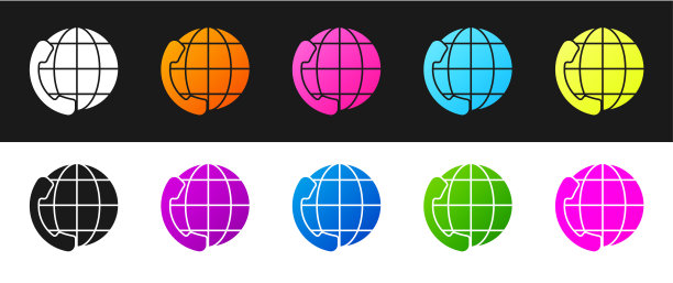 设置电话24小时支持图标隔离在黑色和白色背景。全天候客户支持呼叫中心。全职电话服务。矢量图图片下载