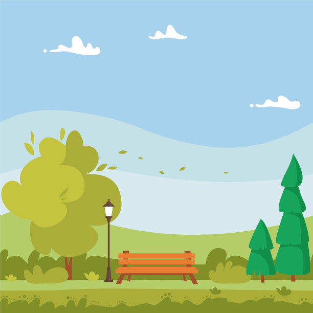 秋天的城市公园街道上有黄色和红色的树木图片下载