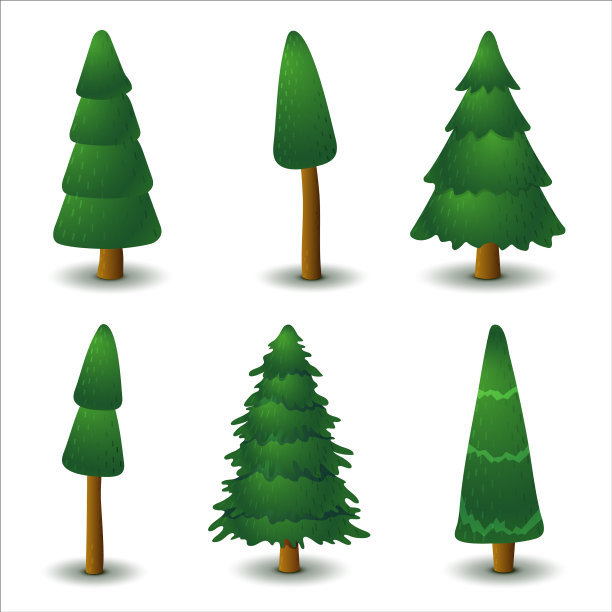 设置绿色的针叶树孤立砧木图片下载