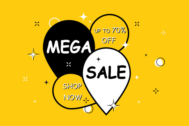 Mega sale banner，特别优惠概念与商业折扣，营销，广告。商店现在。矢量插图。图片下载