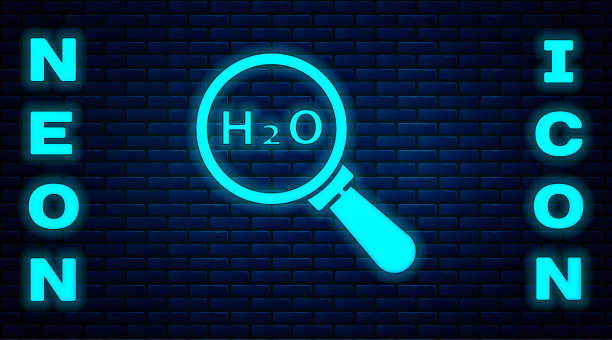 水滴的化学公式H2O形状的图标孤立在砖墙的背景。矢量图图片下载