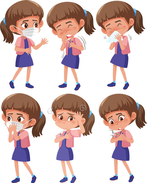 把有不同症状的女孩放在白色上图片下载