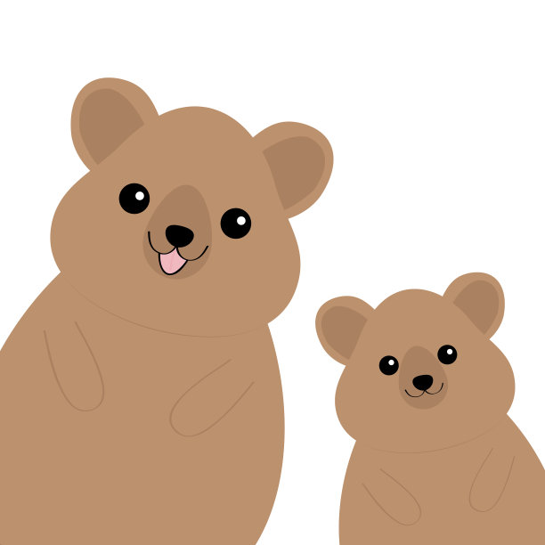 两只短尾矮袋鼠头脸剪影家庭设置粉红色图片下载