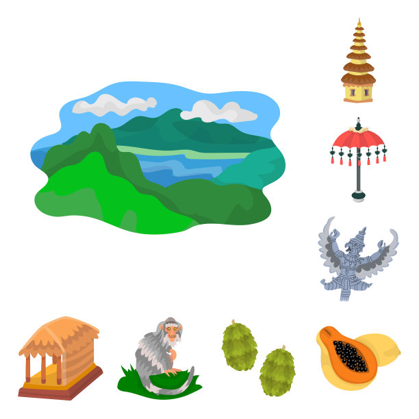 孤立对象巴厘岛和印尼标志图片下载