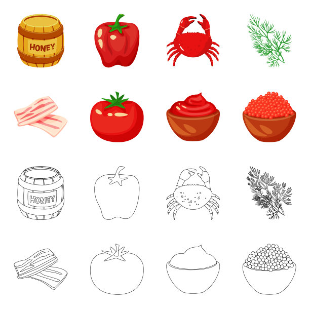 孤立物体口味和产品符号集图片下载