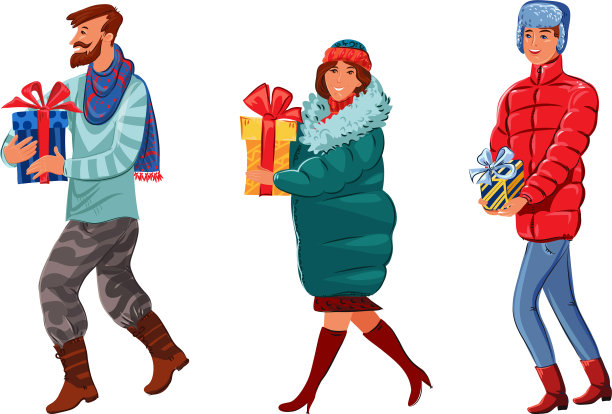 让快乐的人携带节日礼物图片下载