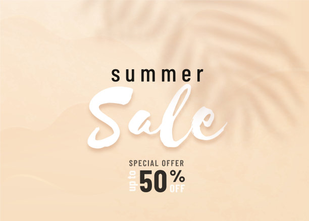 夏季销售背景与棕榈叶图片下载