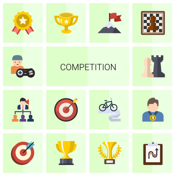 14竞争平图标设置孤立在白色图片下载