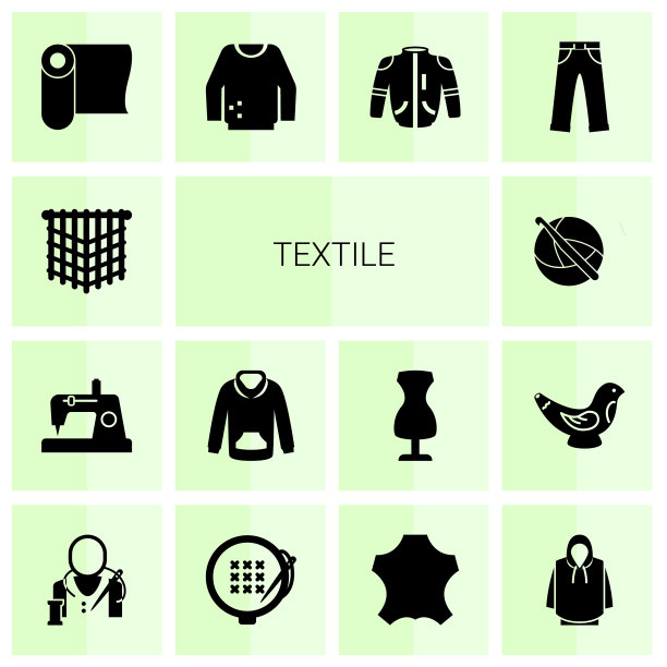 14个纺织填充图标隔离在白色上图片下载
