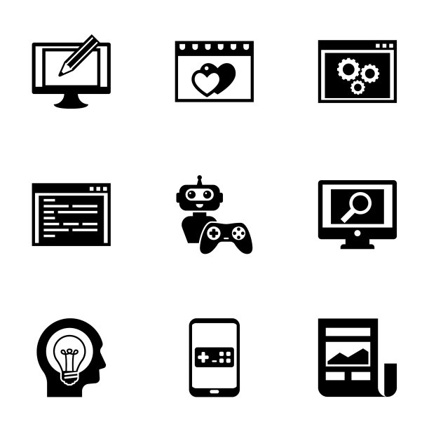 白色背景上的9个App图标图片下载
