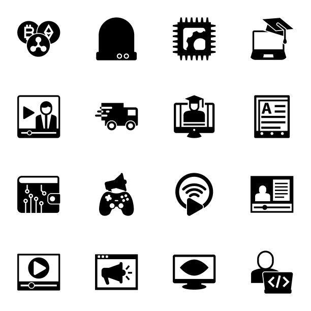 16互联网填充图标设置隔离在白色图片下载