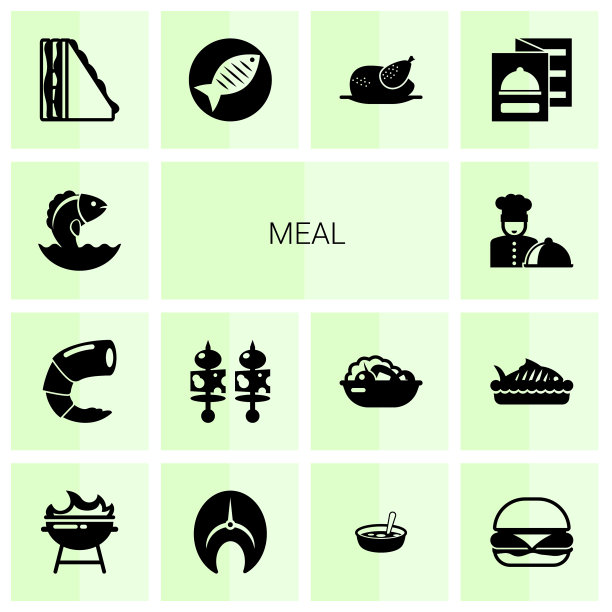 14餐填充图标设置孤立在白色图片下载