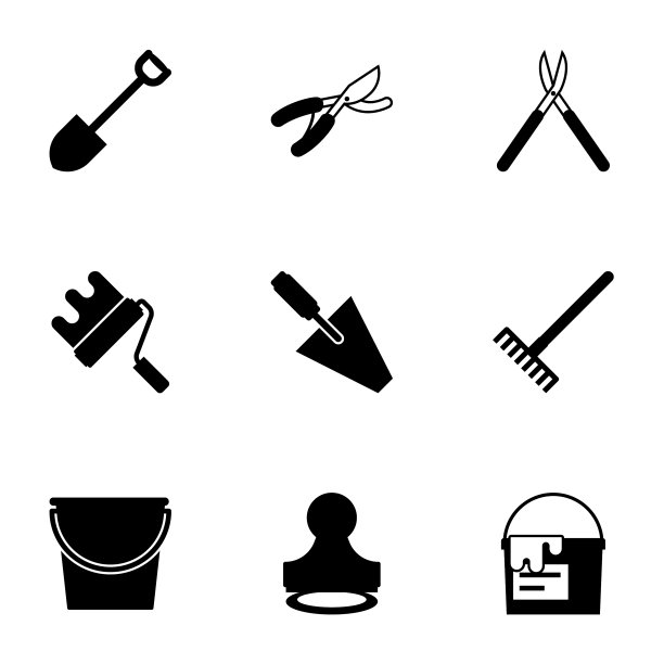 9 .手柄填充图标设置隔离在白色图片下载