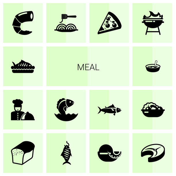 14餐填充图标设置孤立在白色图片下载