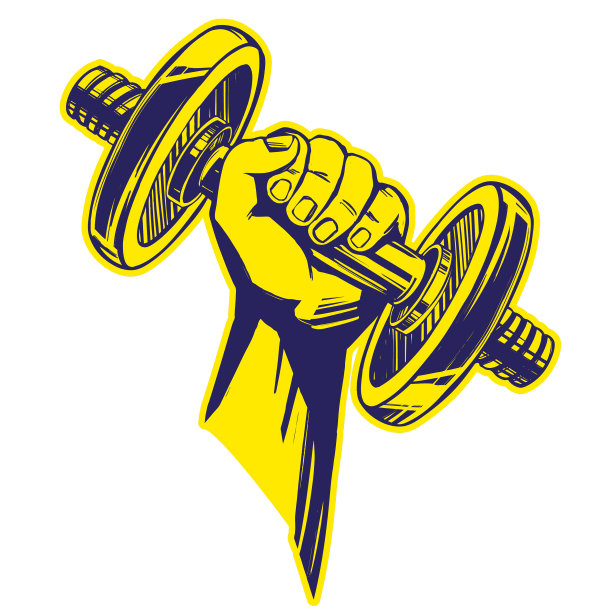 手臂有力的手拿着一个哑铃的卡通图标图片下载