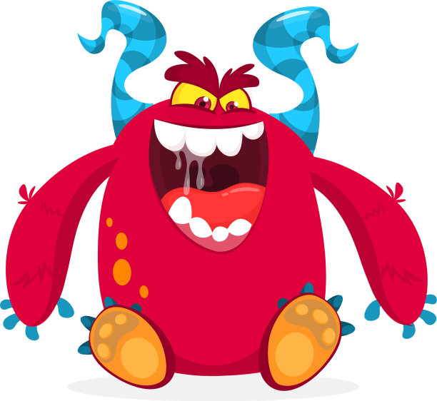 饥饿的粉色卡通怪兽兴奋不已图片下载