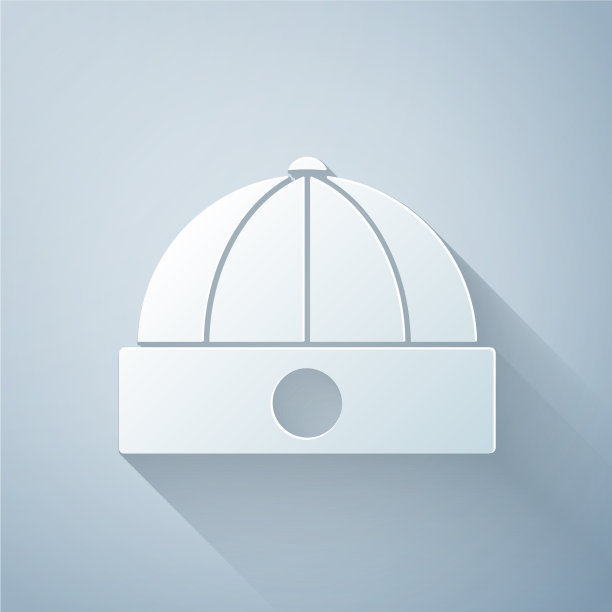 剪纸中国帽子图标孤立在灰色图片下载