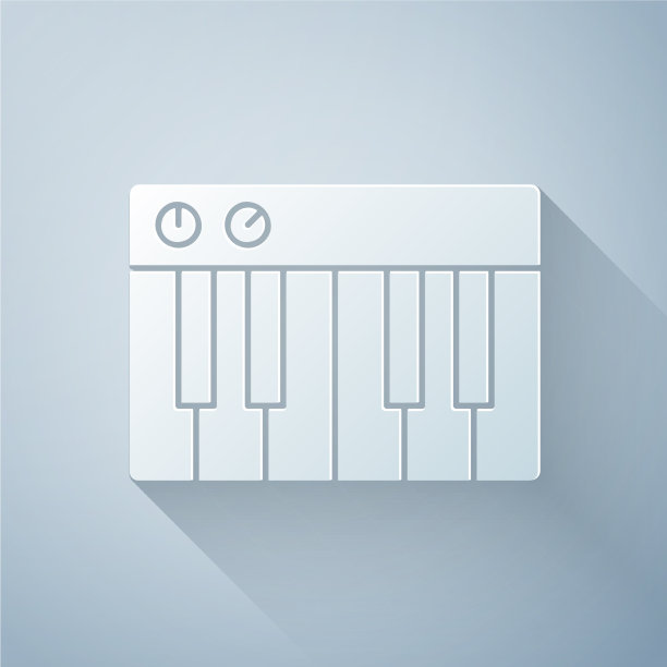 剪纸音乐合成器图标孤立在灰色图片下载