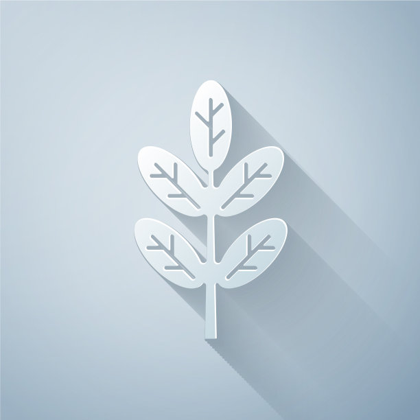 剪纸叶子图标孤立在灰色背景图片下载