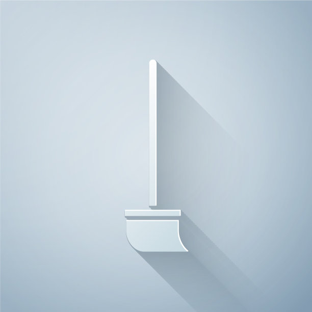 剪纸拖把图标孤立在灰色背景图片下载