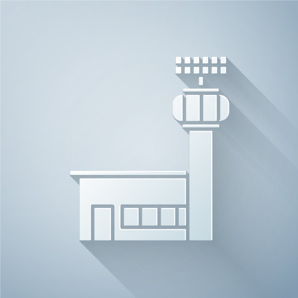 纸刻机场控制塔图标孤立上图片下载