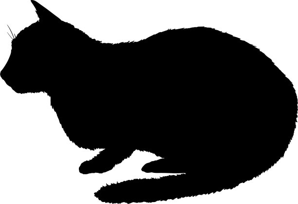 躺猫剪影黑猫标志图片下载