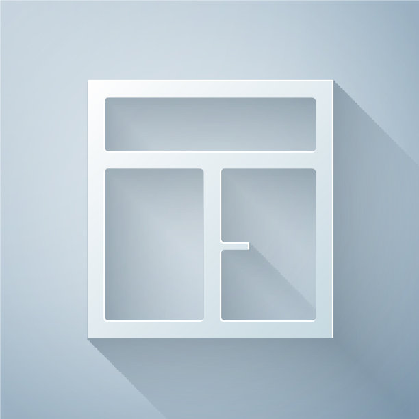 剪纸窗户在房间图标孤立在灰色图片下载