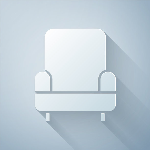 剪纸扶手椅图标孤立在灰色图片下载