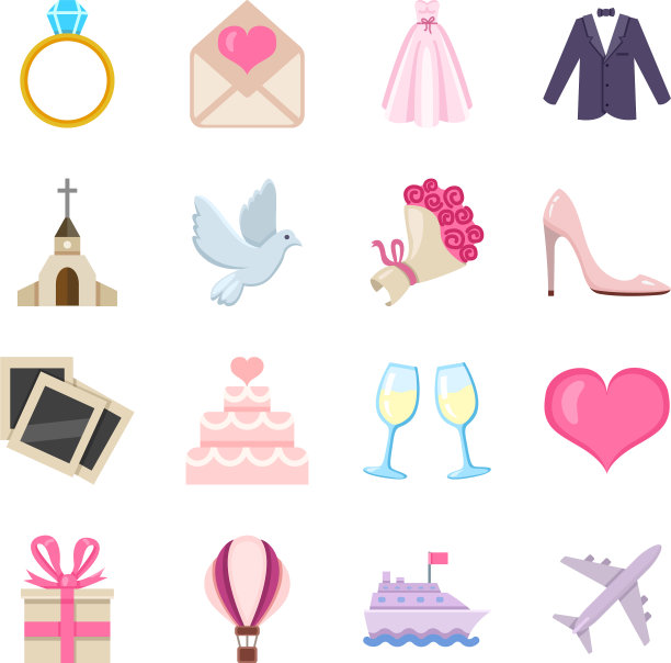 设置平面婚礼图标图片下载