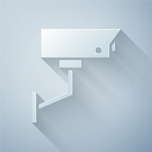 剪纸安全摄像头图标孤立在灰色图片下载