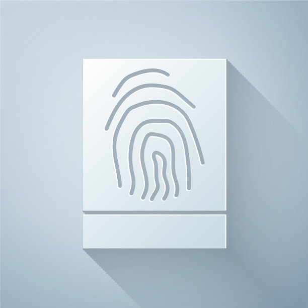 剪纸指纹图标孤立在灰色图片下载