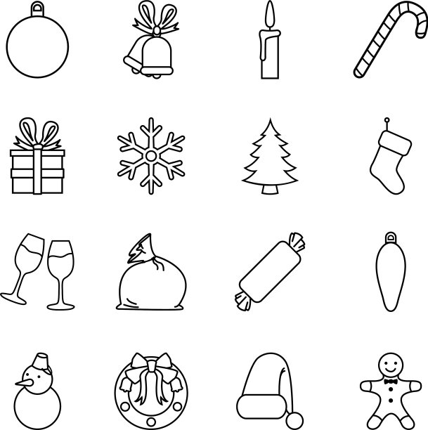 设置黑色线圣诞图标图片下载