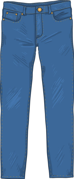 卡通牛仔牛仔裤裤子正面视图图片下载