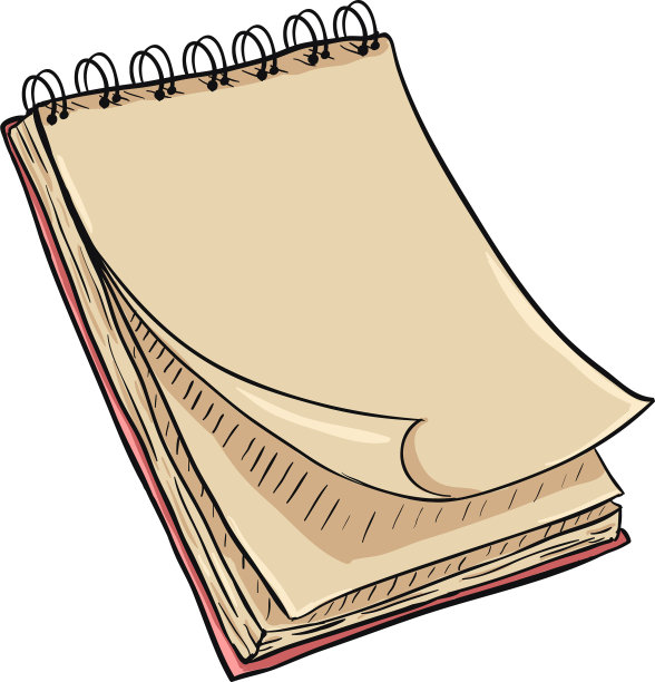 单卡通螺旋笔记本在白色的背景图片下载