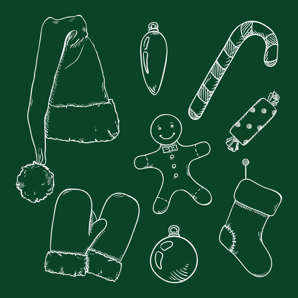 设置粉笔素描圣诞标志衣服和图片下载