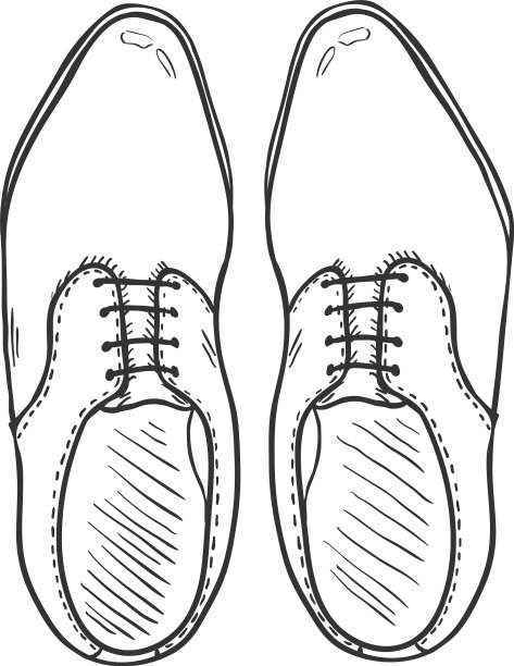 素描-双经典男鞋俯视图图片下载